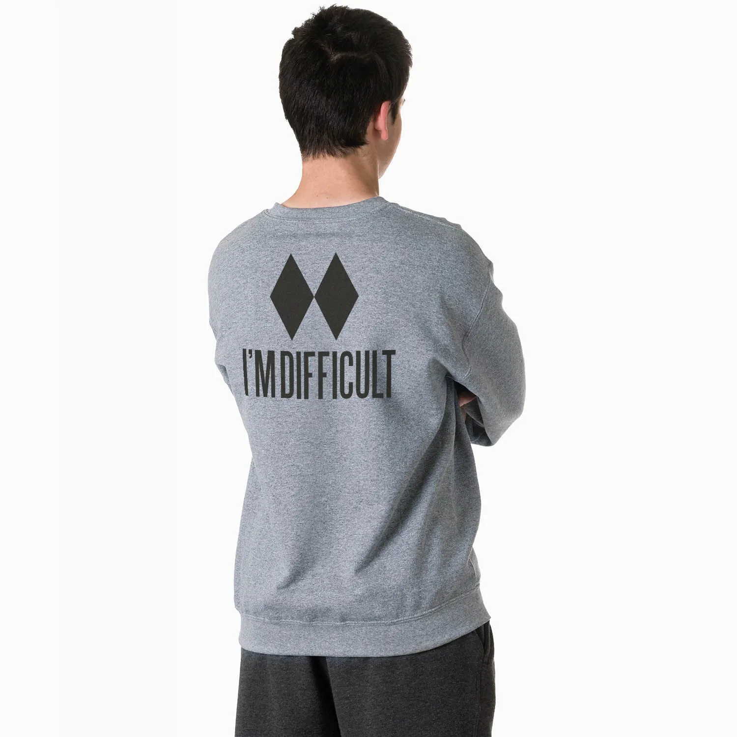 Skiing Crewneck Sweatshirt - I'm Difficult (Back Design) 